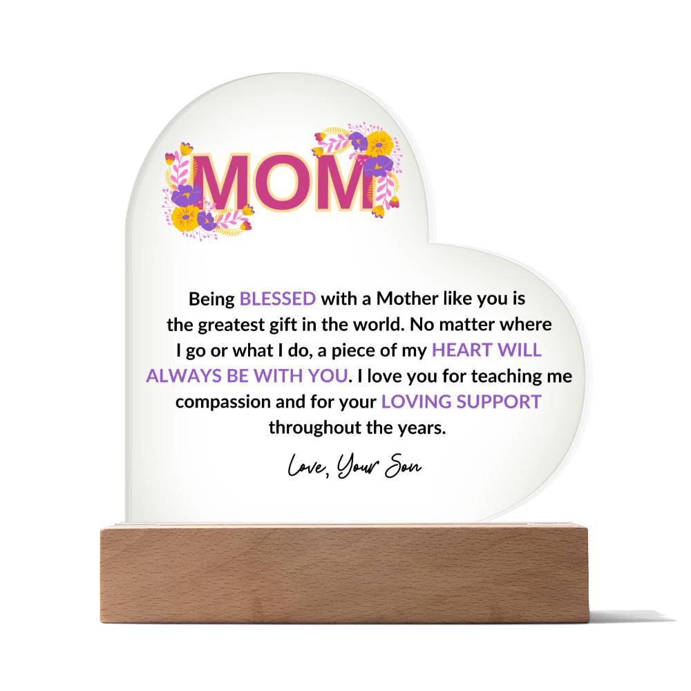 MOM | Love Your Son | Acrylic Heart Plaque