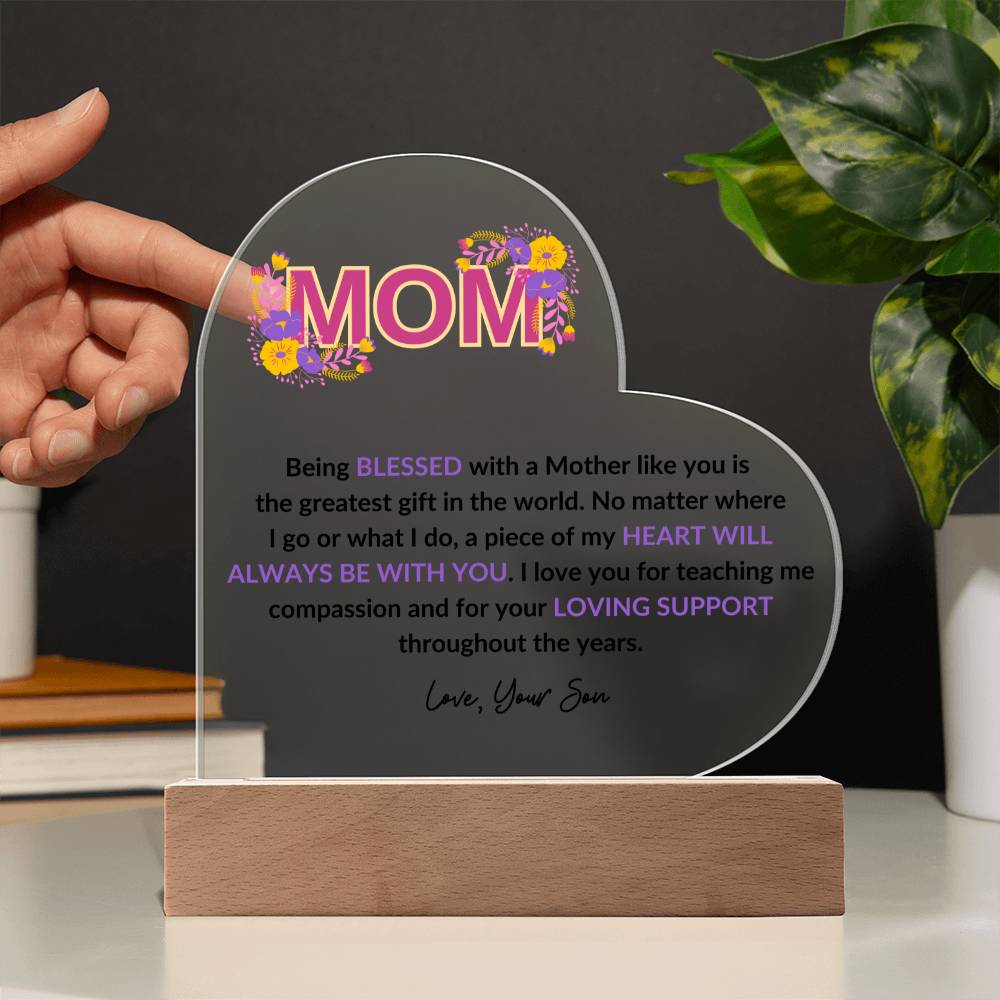MOM | Love Your Son | Acrylic Heart Plaque