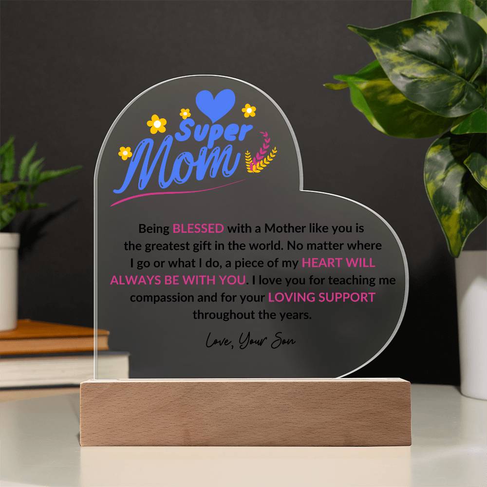 Super Mom | Love Your Son | Heart Acrylic Plaque