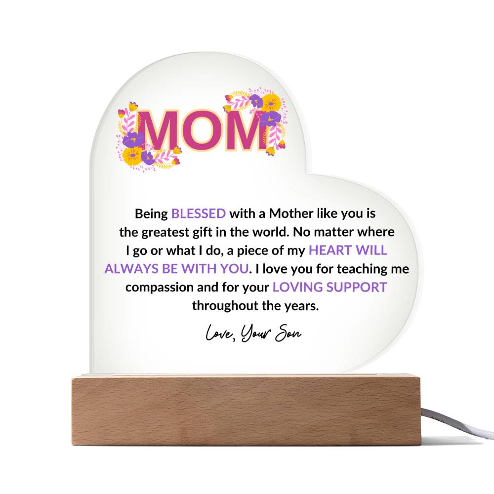 MOM | Love Your Son | Acrylic Heart Plaque
