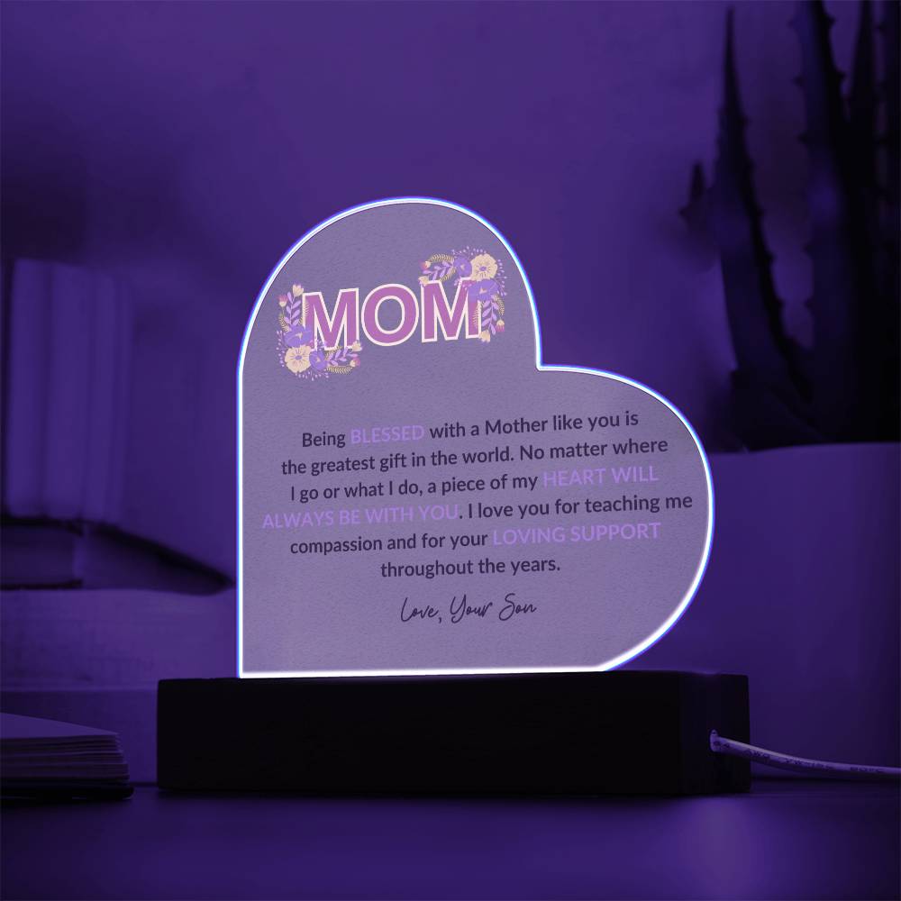 MOM | Love Your Son | Acrylic Heart Plaque