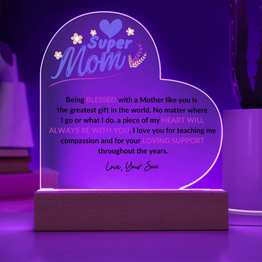 Super Mom | Love Your Son | Heart Acrylic Plaque