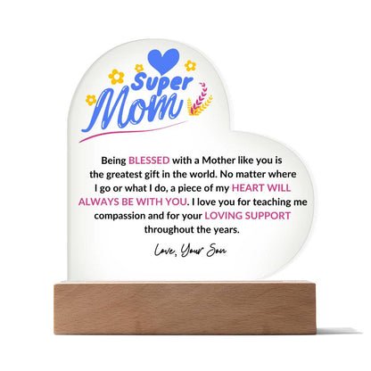Super Mom | Love Your Son | Heart Acrylic Plaque