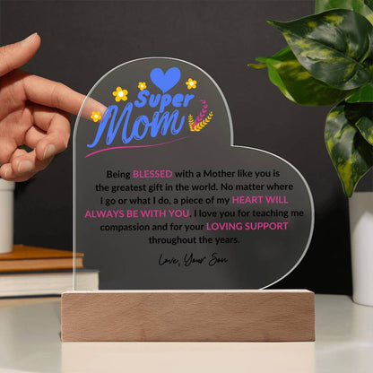 Super Mom | Love Your Son | Heart Acrylic Plaque