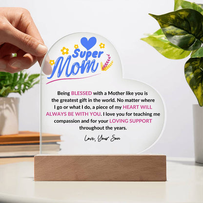 Super Mom | Love Your Son | Heart Acrylic Plaque