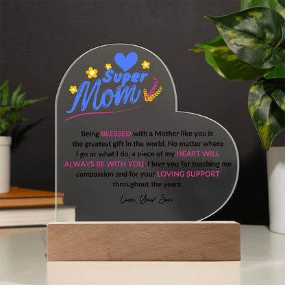 Super Mom | Love Your Son | Heart Acrylic Plaque