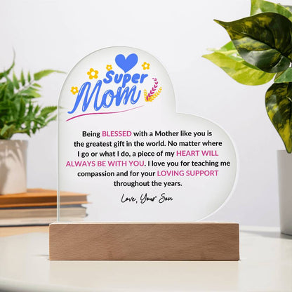 Super Mom | Love Your Son | Heart Acrylic Plaque