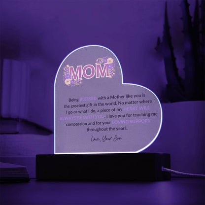 MOM | Love Your Son | Acrylic Heart Plaque