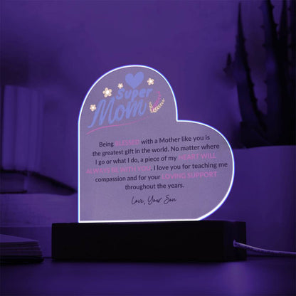 Super Mom | Love Your Son | Heart Acrylic Plaque
