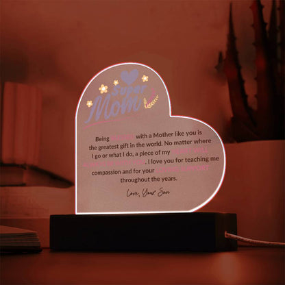 Super Mom | Love Your Son | Heart Acrylic Plaque