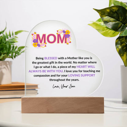 MOM | Love Your Son | Acrylic Heart Plaque