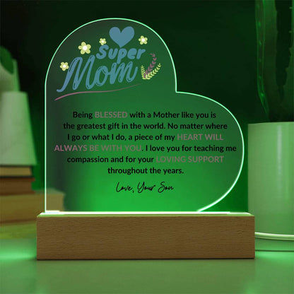 Super Mom | Love Your Son | Heart Acrylic Plaque