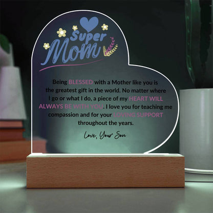 Super Mom | Love Your Son | Heart Acrylic Plaque